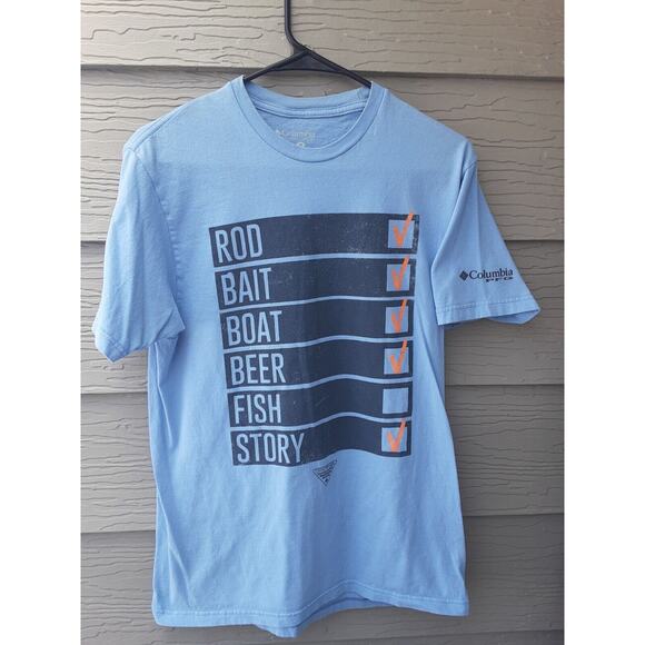 Columbia PFG M Blue Fishing Checklist T Shirt - Picture 1 of 7